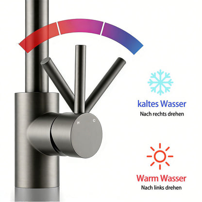 AICA Küchenarmatur mit ausziehbarem Auslauf, 360° Drehbar, 3 Modi – Edelstahl in verschiedenen Farben