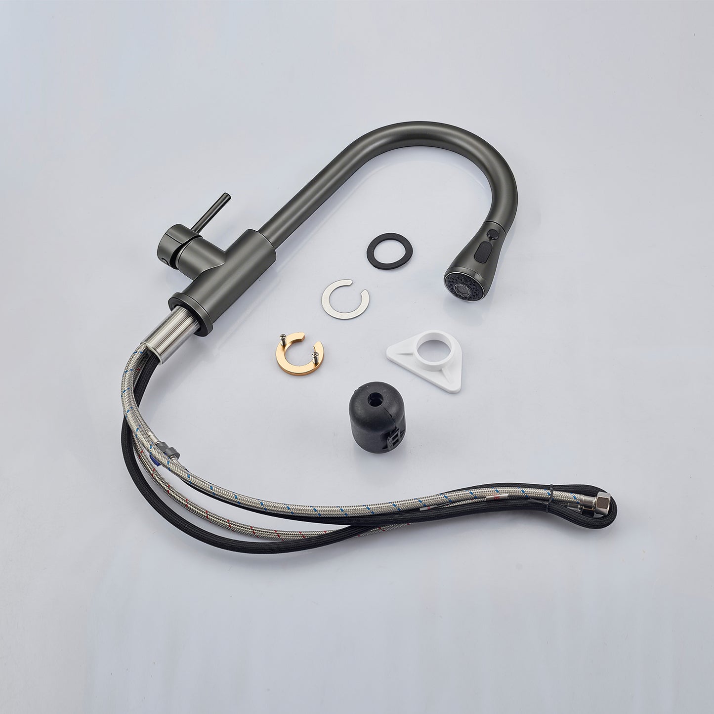 AICA Küchenarmatur mit ausziehbarem Auslauf, 360° Drehbar, 3 Modi – Edelstahl in verschiedenen Farben