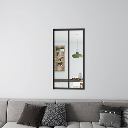 Schwarzes Innenfenster feststehend gehärtetes Klarglas H.108 cm