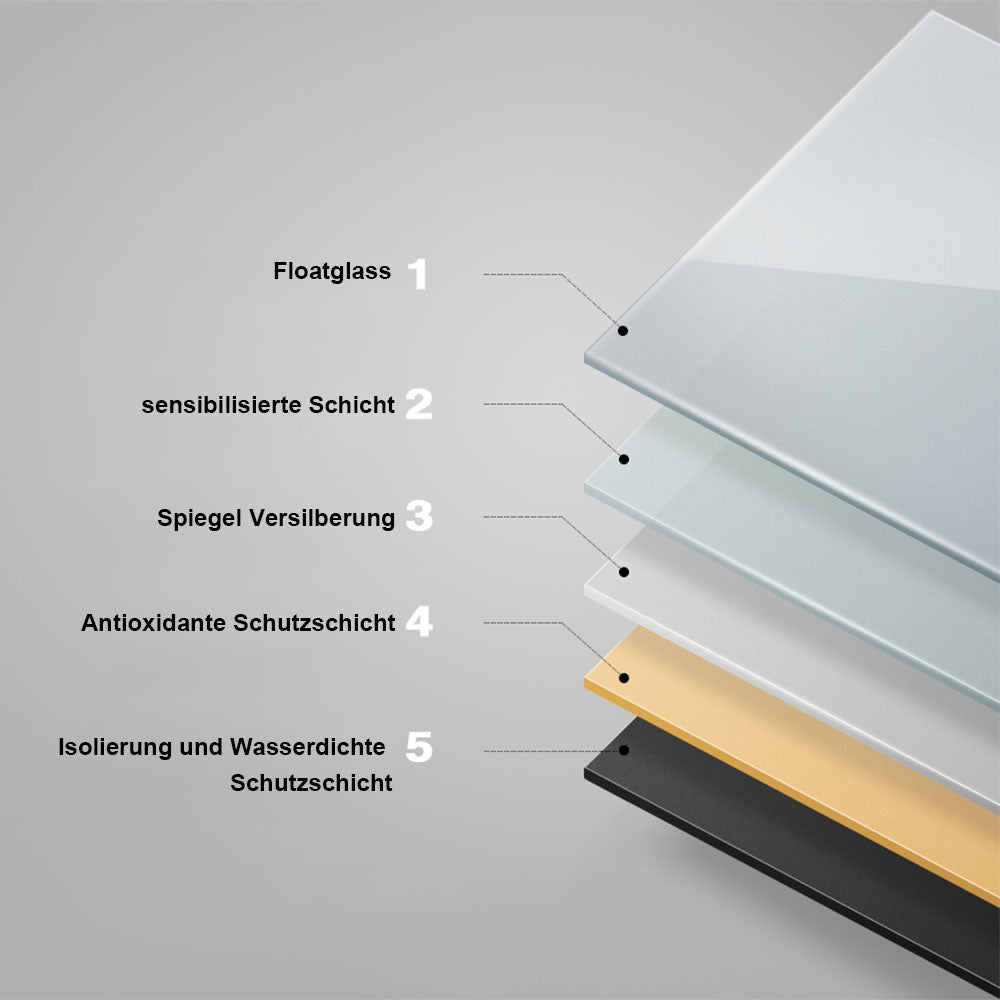 Badspiegel mit Beleuchtung,100x60cm LED Wandspiegel mit Touch-Schalter,Beschlagfrei,Badezimmerspiegel mit Kaltweiß,IP44