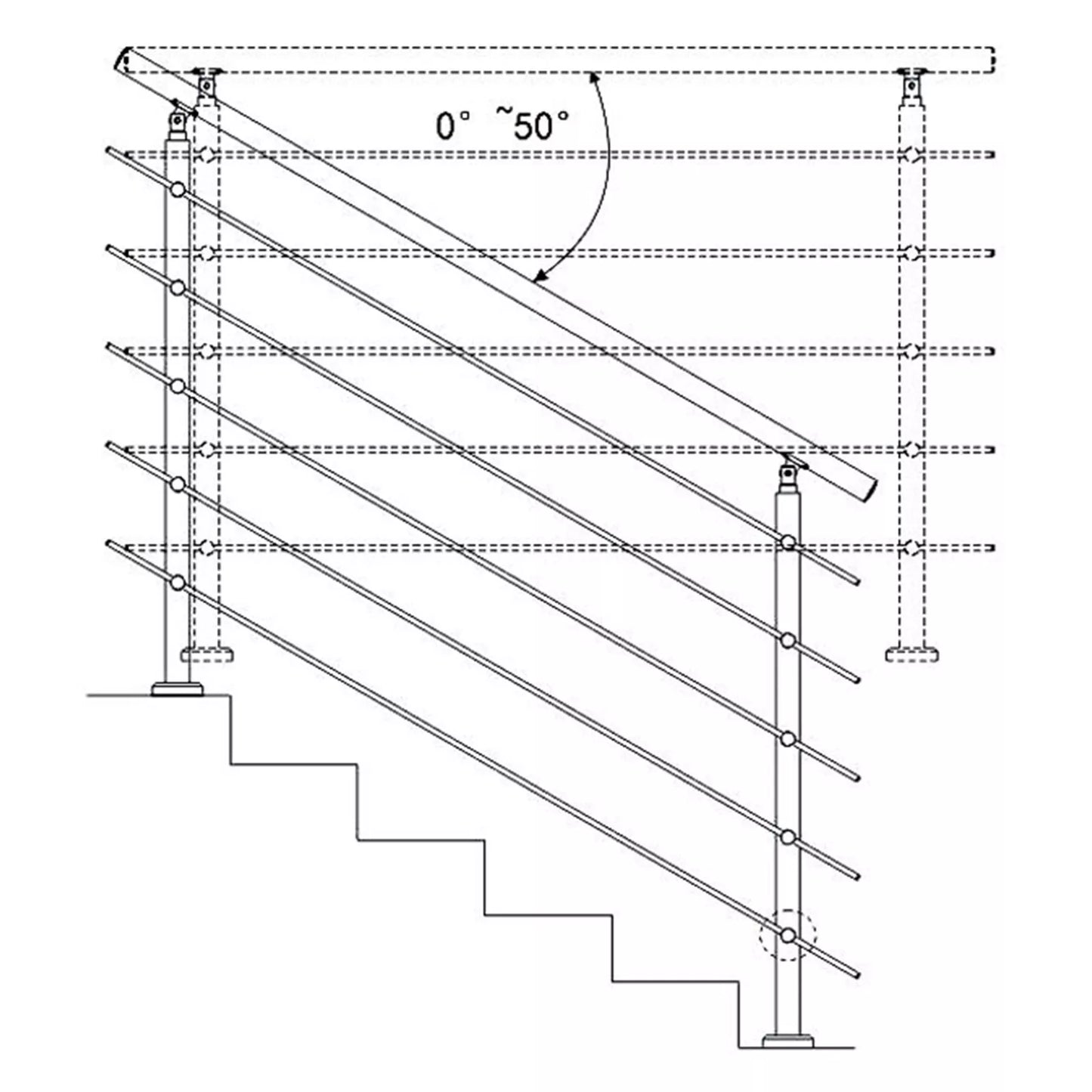 Brüstung Handläufe und Geländersysteme Geländer 3 Querstäbe Treppengeländer Edelstahl Handlauf Balkongeländer