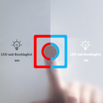 Badspiegel mit Beleuchtung,100x60cm LED Wandspiegel mit Touch-Schalter,Beschlagfrei,Badezimmerspiegel mit Kaltweiß,IP44
