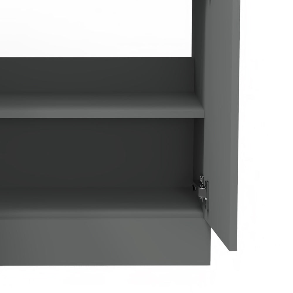 Badmöbel Set 50 cm Anthrazit  Waschbecken mit Unterschrank Waschtisch Keramikbecken Freistehend