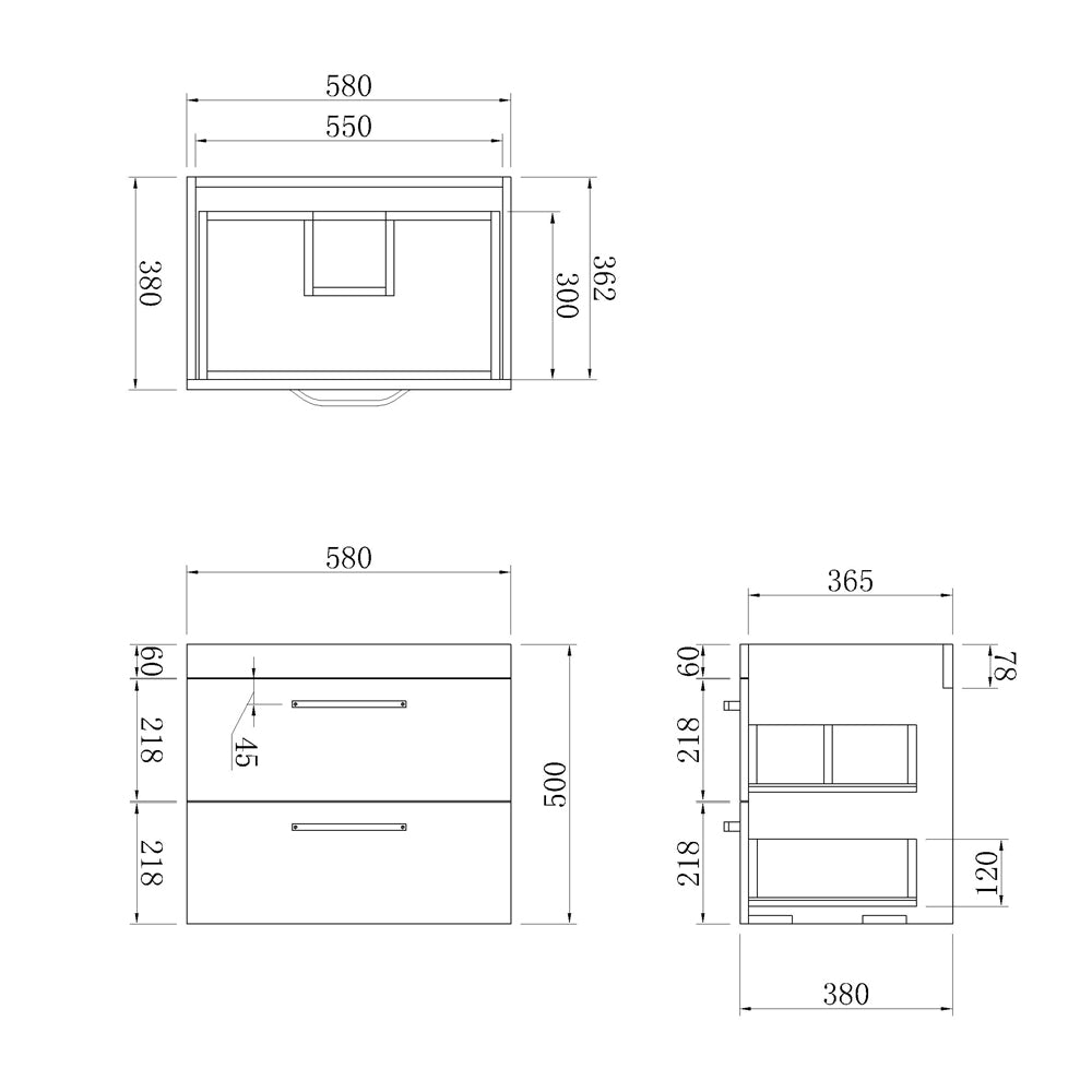 Badmöbel Set 60 cm Weiß/Walnuss Waschbecken mit Unterschrank Waschtisch Keramikbecken Weiß/Walnuss