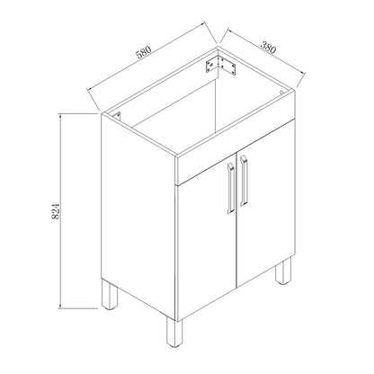 Badmöbel Set 60 cm Weiß/Walnuss Waschbecken mit Unterschrank freistehend Waschtisch Keramikbecken Weiß/Walnuss