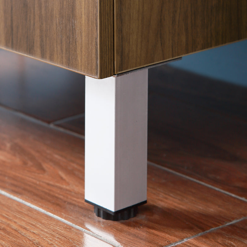 Badmöbel Set 60 cm Weiß/Walnuss Waschbecken mit Unterschrank Waschtisch Keramikbecken