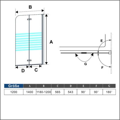 Duschkabine Falttür Drehfalttür Glas