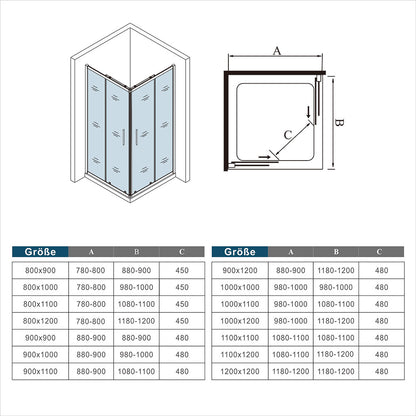 Duschkabine Eckeinstieg Schiebetür Eckdusche Glas Höhe: 195cm