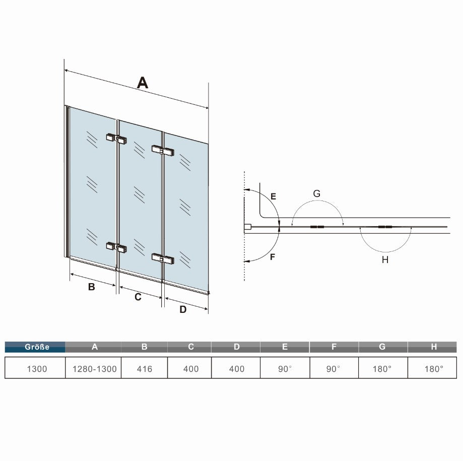 Duschkabine Falttür Drehfalttür Glas