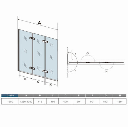 Duschkabine Falttür Drehfalttür Glas