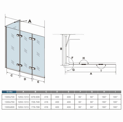 Duschkabine Falttür Drehfalttür Glas