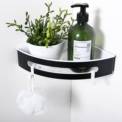 Duschablage mit 2 Haken, Duschkorb KLEBEN oder Bohren, Eckregal Rechteckig/Rechteckig, Schwarz