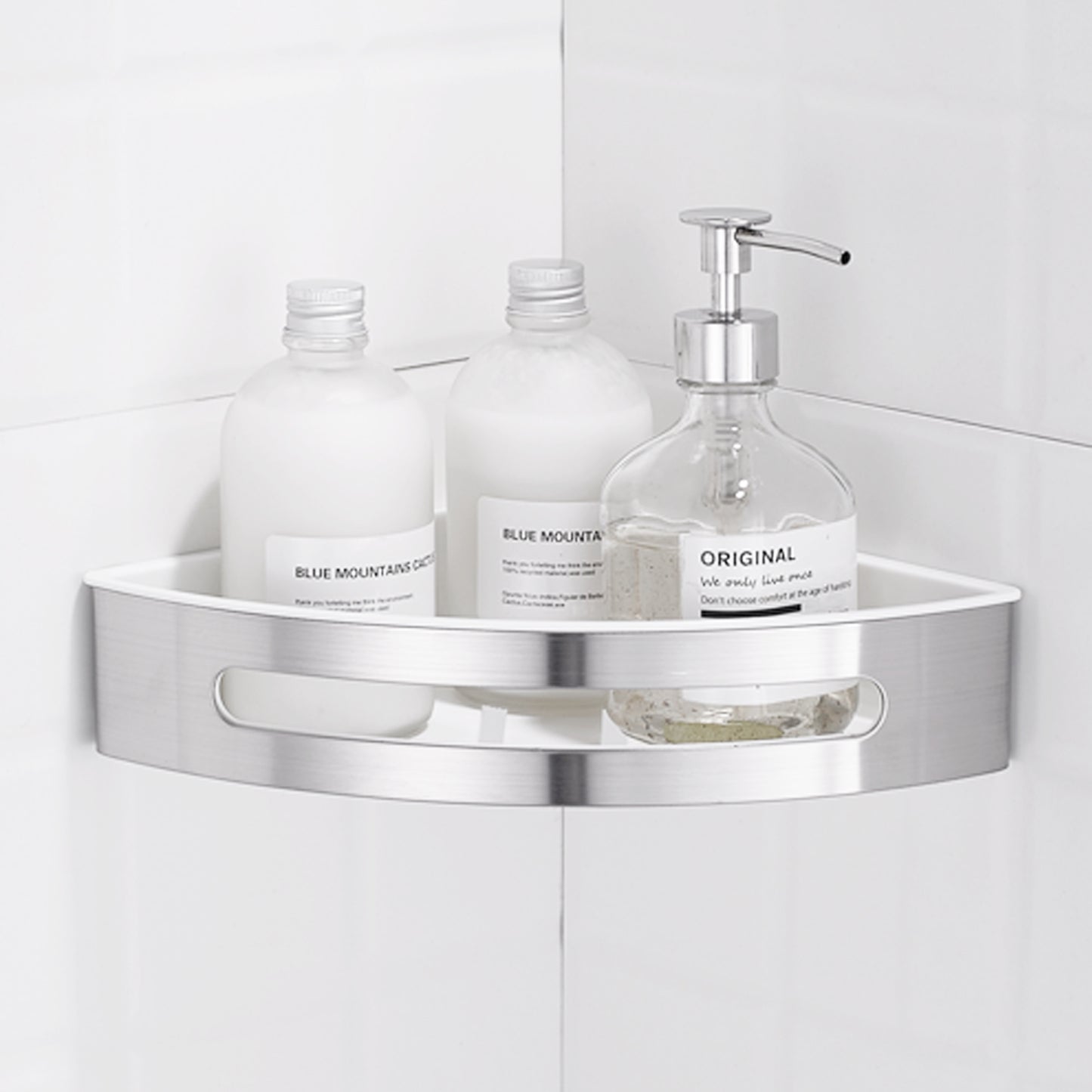 Duschablage mit 2 Haken, Duschkorb KLEBEN oder Bohren, Eckregal Rechteckig/Rechteckig, Schwarz