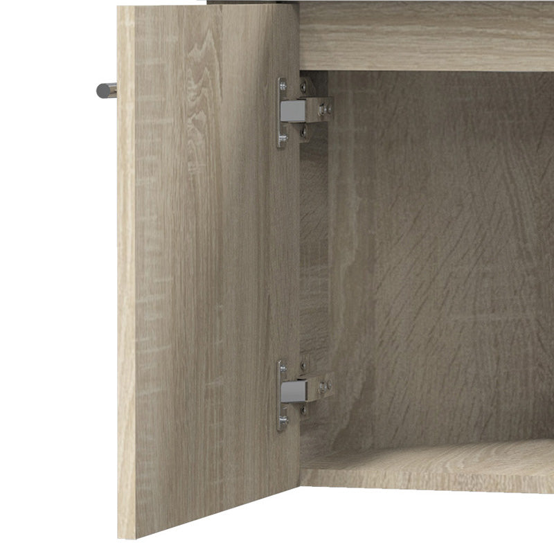 Eck-Badmöbel Set AURORA 45 cm Weiß/Eiche Natur/Anthrazit Eckwaschbecken mit Unterschrank Waschtisch Waschbecken