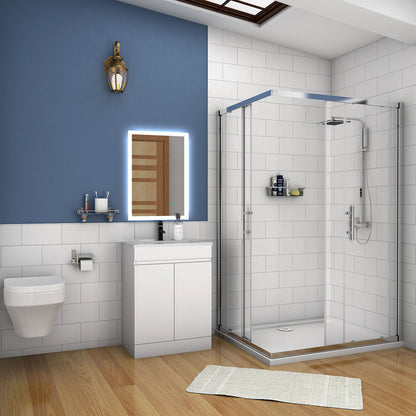 Badmöbel Set 60 cm Weiß Waschbecken mit Unterschrank Waschtisch Keramikbecken Freistehend