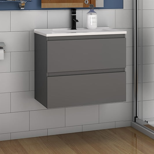 Badmöbel Set CARMEN 60 cm Anthrazit Waschbecken mit Unterschrank Waschtisch Keramikbecken