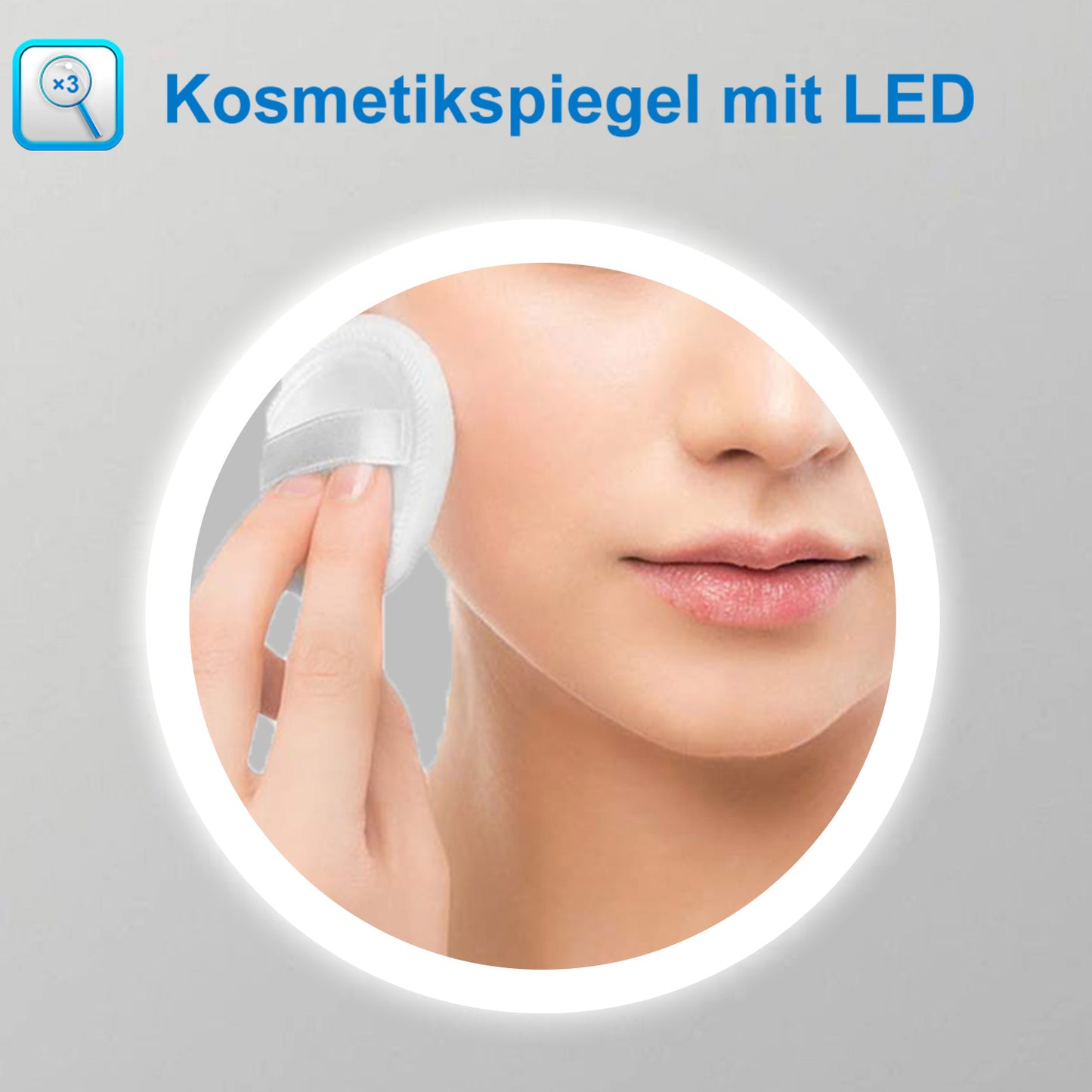 LED Badspiegel 50×70cm Wandspiegel mit Touch, Beschlagfrei,3-Fach Vergrößerung Schminkspiegel IP44 Kaltweiß energiesparend