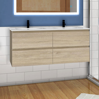 Badmöbel Set 120cm Badezimmer Waschtisch mit Unterschrank Weiß/Anthrazit/Eiche Matt