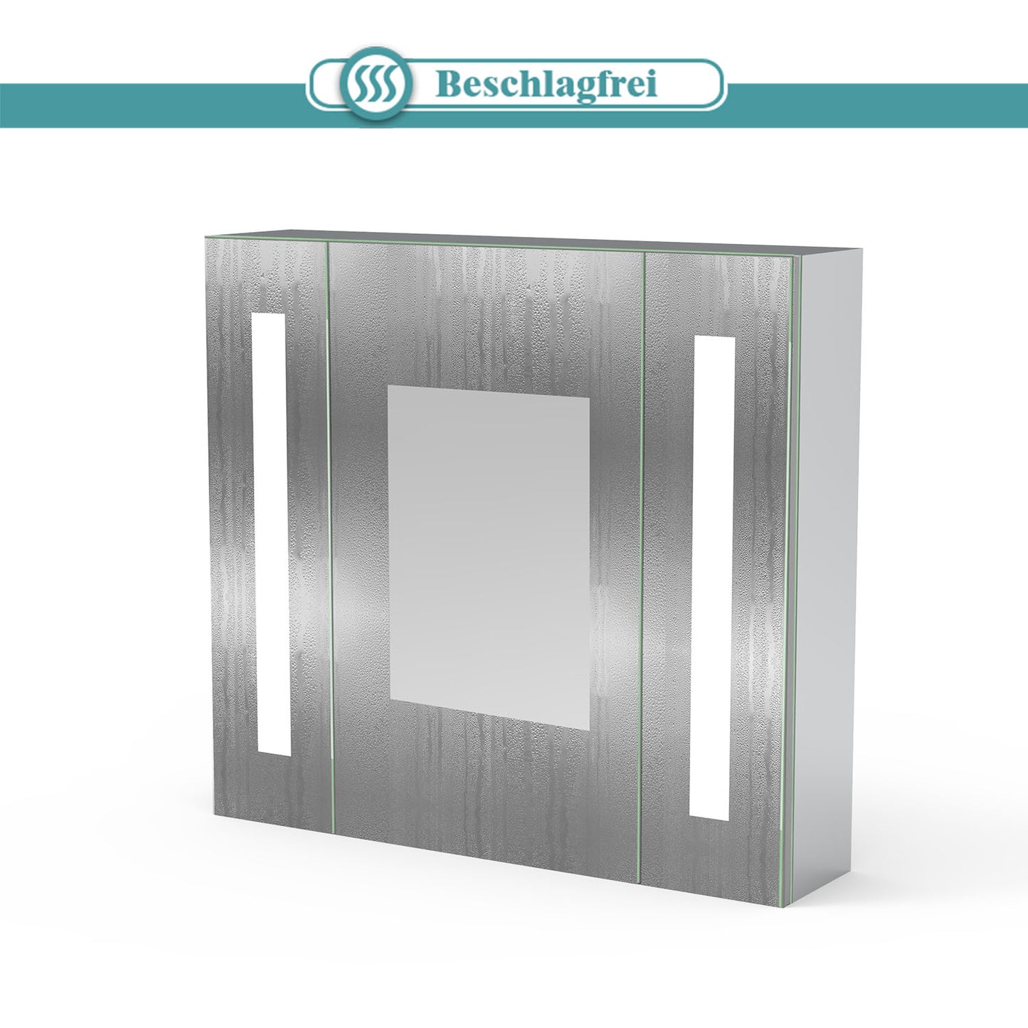 LED Spiegelschrank LISA 65x60cm Badspiegel mit Beleuchtung, Aluminium, Doppelseitiger Spiegel, IR-Sensor Schalter, Rasier Steckdose, Beschlagfrei
