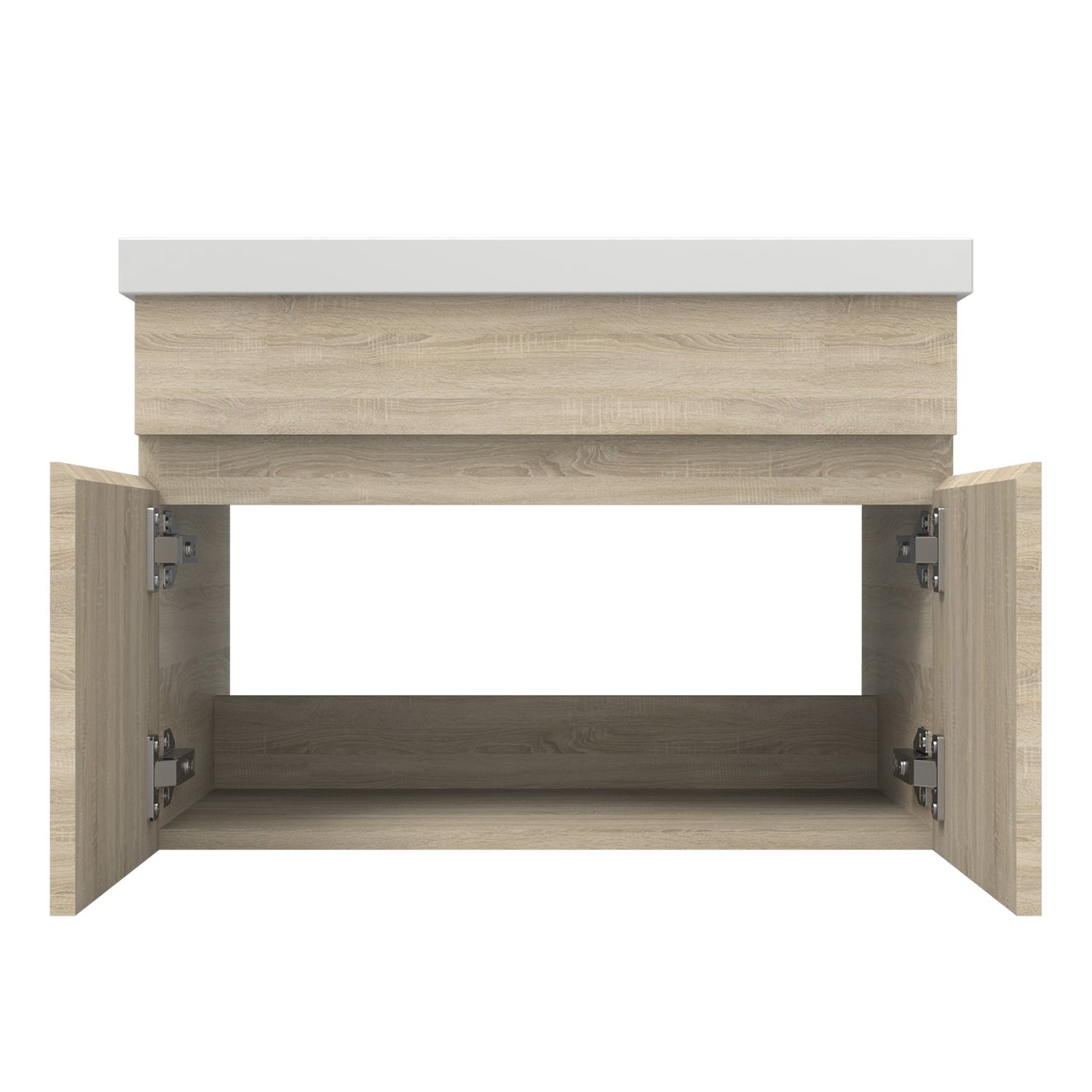 Waschbecken mit Unterschrank 60 cm Badmöbel Set mit Waschtisch Gäste WC Eiche Matt