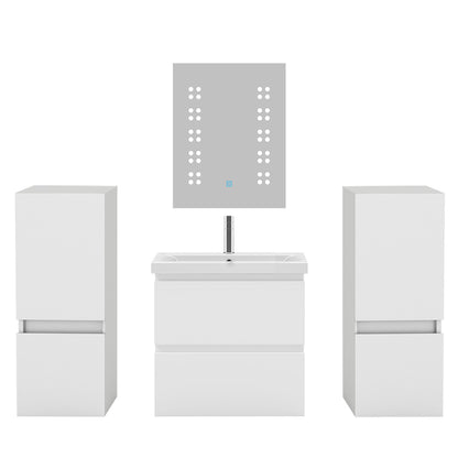 Hochschrank 83-130 cm Hängeschrank Badschrank Badezimmerschrank Weiß Matt