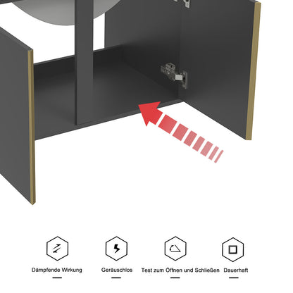 60/80/100 cm Badmöbel Set Felsplatte Waschtisch mit Unterschrank Dunkelgrau