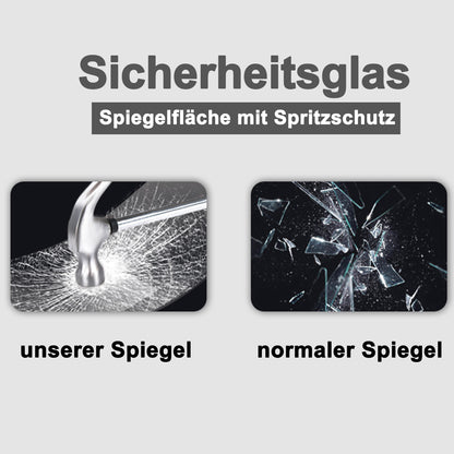 LED Spiegelschrank LISA 65x60cm Badspiegel mit Beleuchtung, Aluminium, Doppelseitiger Spiegel, IR-Sensor Schalter, Rasier Steckdose, Beschlagfrei