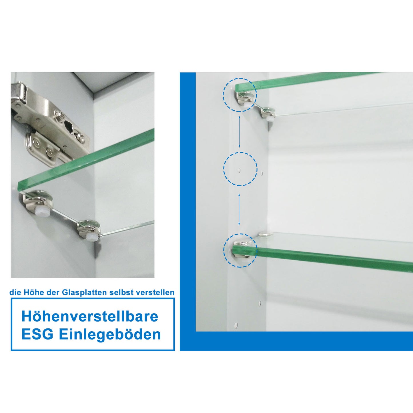 LED Spiegelschrank LISA 65x60cm Badspiegel mit Beleuchtung, Aluminium, Doppelseitiger Spiegel, IR-Sensor Schalter, Rasier Steckdose, Beschlagfrei