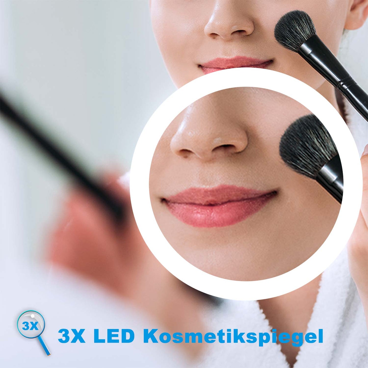 LED Badspiegel 80 -140 cm Wandspiegel mit Uhr, Touch, Beschlagfrei,3-Fach Vergrößerung Schminkspiegel IP44 Kaltweiß energiesparend