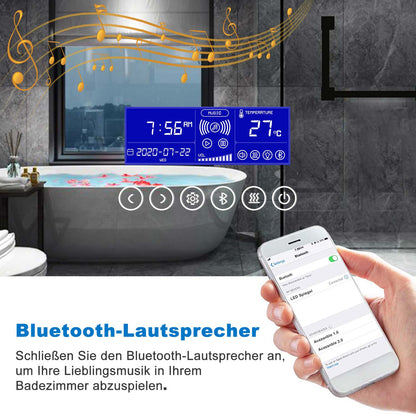 LED Badspiegel 70 bis 160 cm 2 Lichtfarbe 2700k/6000K Wandspiegel mit Bluetooth, Touch, Beschlagfrei,IP44 Kalt/Warmweiß energiesparend