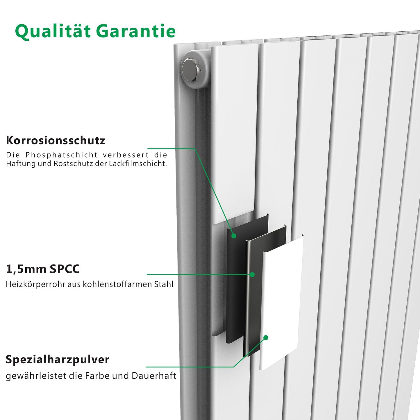 Design Heizkörper Oval Röhrenheizkörper 1800×590mm Doppellagig Weiß Großwahl