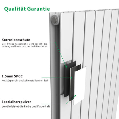 Design Heizkörper Oval Röhrenheizkörper 1800×590mm Doppellagig Weiß Großwahl