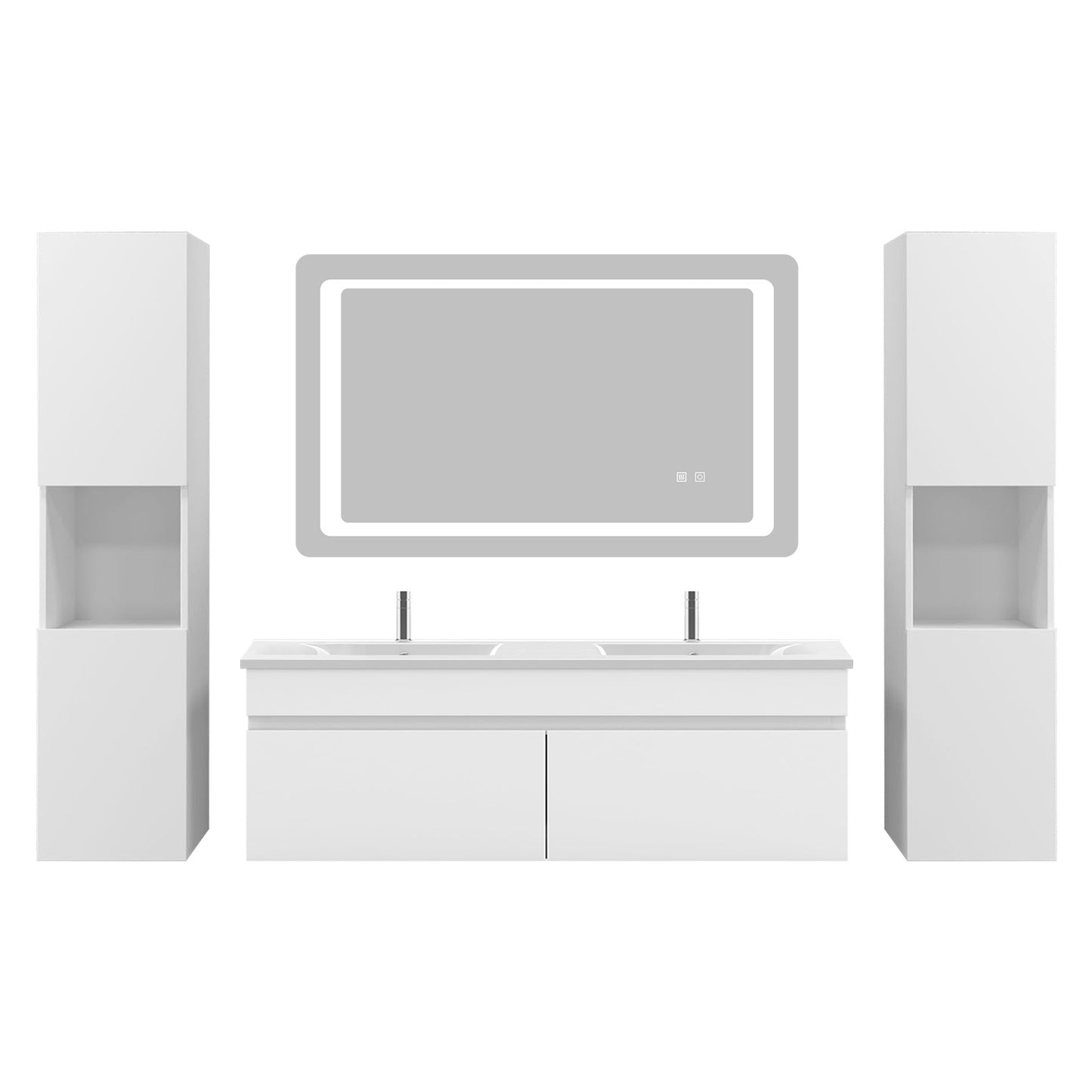 Hochschrank 83-130 cm Hängeschrank Badschrank Badezimmerschrank Weiß Matt