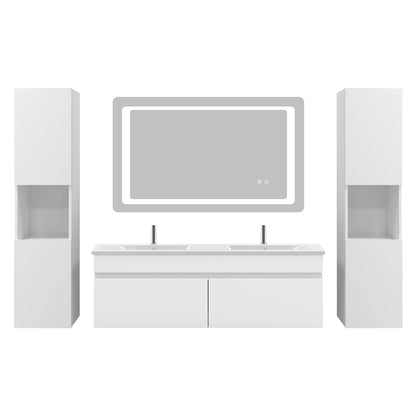 Hochschrank 83-130 cm Hängeschrank Badschrank Badezimmerschrank Weiß Matt