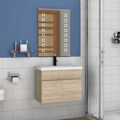 Waschbecken mit Unterschrank 60 cm Badmöbel Set mit Waschtisch Gäste WC Eiche Matt