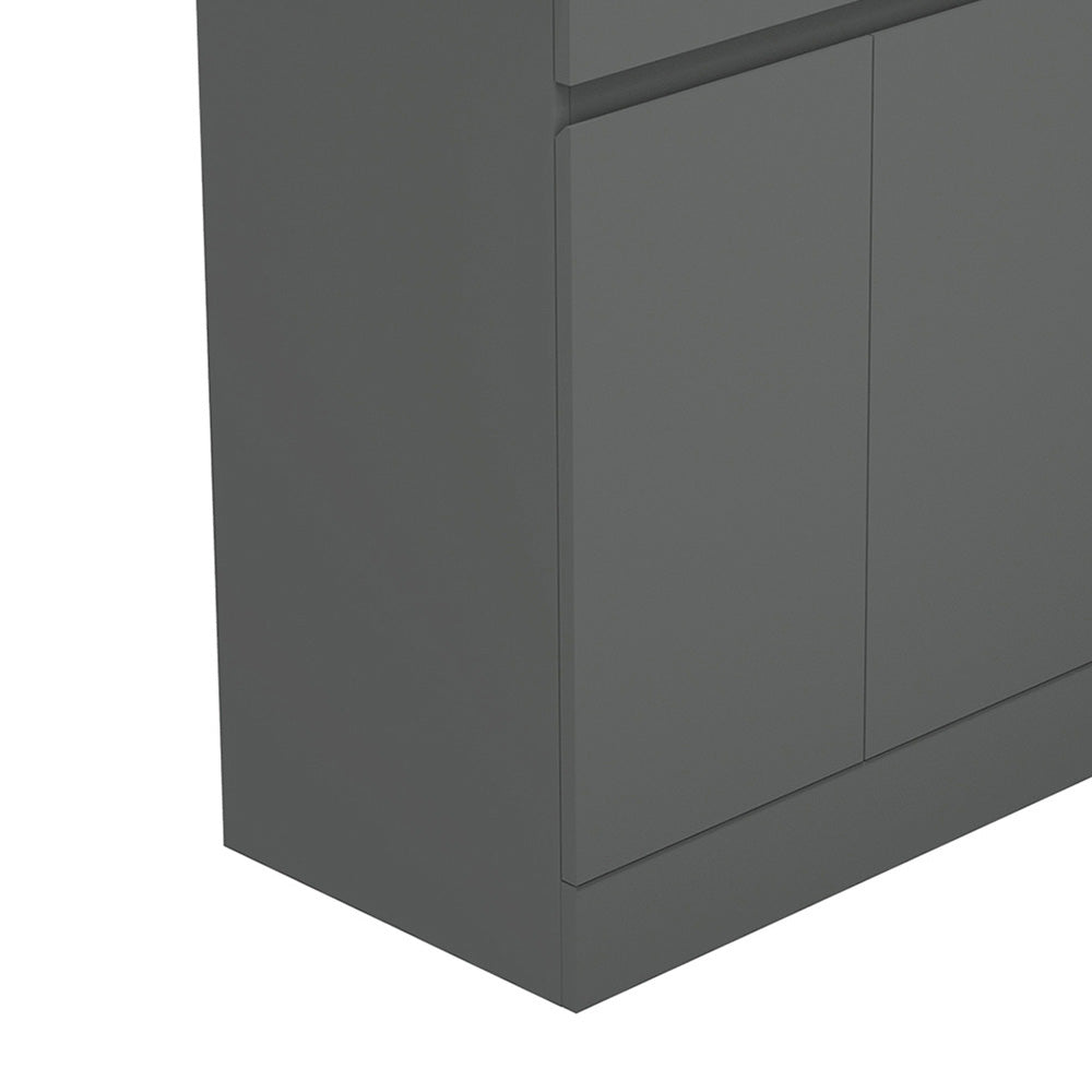 Badmöbel Set 60 cm Anthrazit  Waschbecken mit Unterschrank Waschtisch Keramikbecken Freistehend