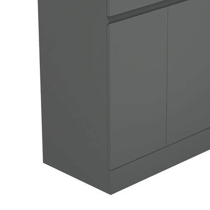 Badmöbel Set 60 cm Anthrazit  Waschbecken mit Unterschrank Waschtisch Keramikbecken Freistehend