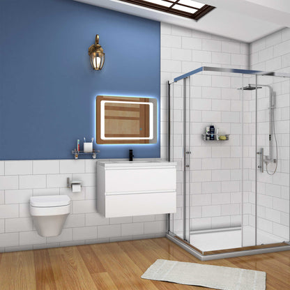 Waschtisch mit Unterschrank 80 cm Badezimmer Waschtisch mit Unterschrank Weiß Matt/Anthrazit Matt