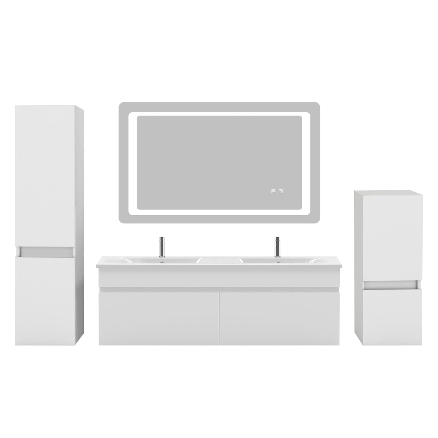 Hochschrank 83-130 cm Hängeschrank Badschrank Badezimmerschrank Weiß Matt