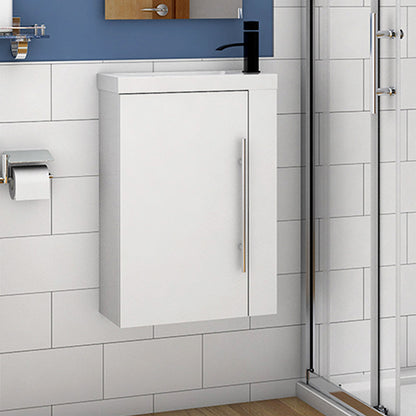 Badmöbel Set ARIEL 45 cm Weiß/Eiche Natur/Anthrazit Waschbecken mit Unterschrank Waschtisch Waschbecken