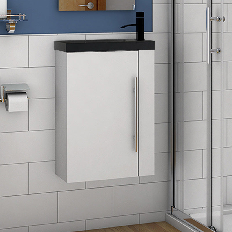 Badmöbel-Set 45 cm Waschtischunterschrank mit schwarzem Waschbecken, Gäste-WC, Kleinmöbel