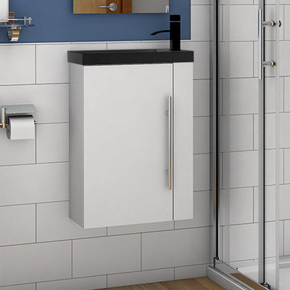 Badmöbel-Set 45 cm Waschtischunterschrank mit schwarzem Waschbecken, Gäste-WC, Kleinmöbel