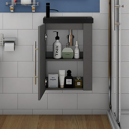 Badmöbel-Set 45 cm Waschtischunterschrank mit schwarzem Waschbecken, Gäste-WC, Kleinmöbel