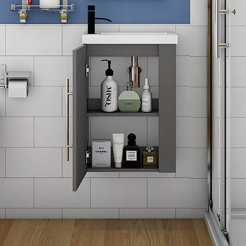 Badmöbel Set ARIEL 45 cm Weiß/Eiche Natur/Anthrazit Waschbecken mit Unterschrank Waschtisch Waschbecken