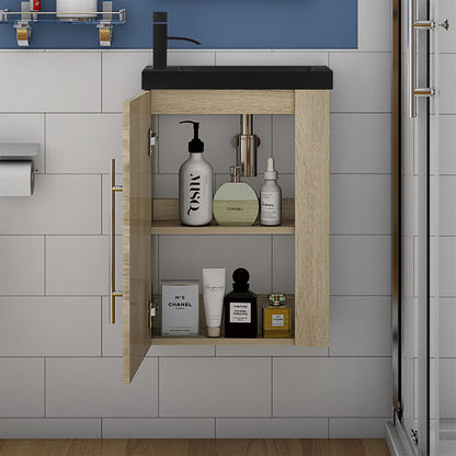 Badmöbel-Set 45 cm Waschtischunterschrank mit schwarzem Waschbecken, Gäste-WC, Kleinmöbel