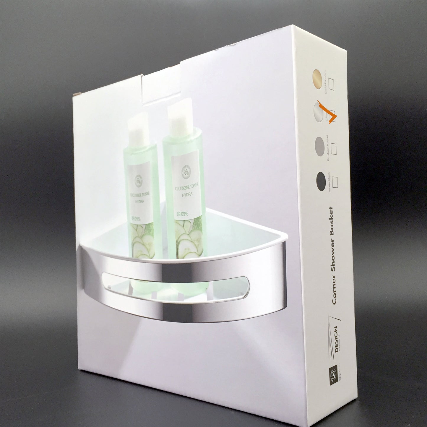 Duschablage mit 2 Haken, Duschkorb KLEBEN oder Bohren, Eckregal Rechteckig/Rechteckig, Schwarz