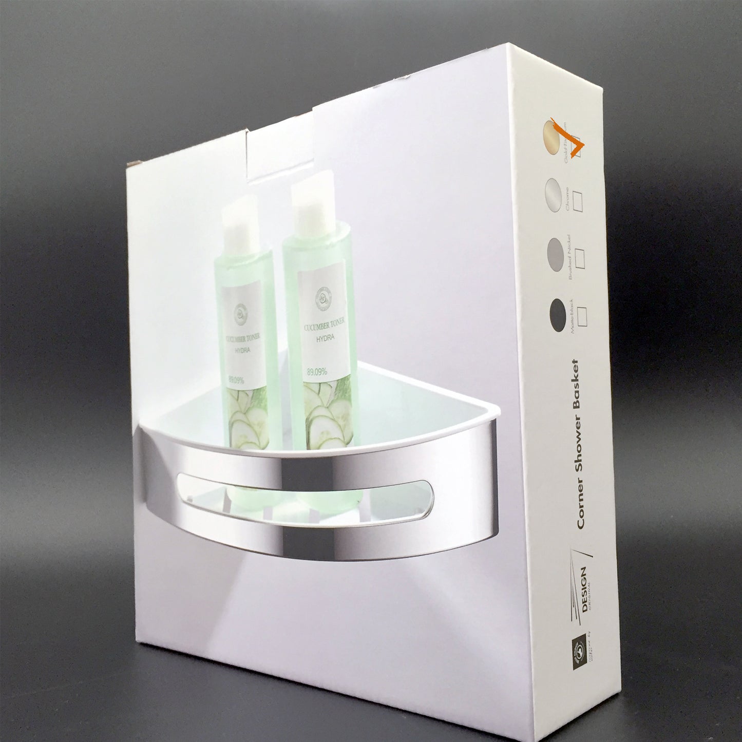 Duschablage mit 2 Haken, Duschkorb KLEBEN oder Bohren, Eckregal Rechteckig/Rechteckig, Schwarz