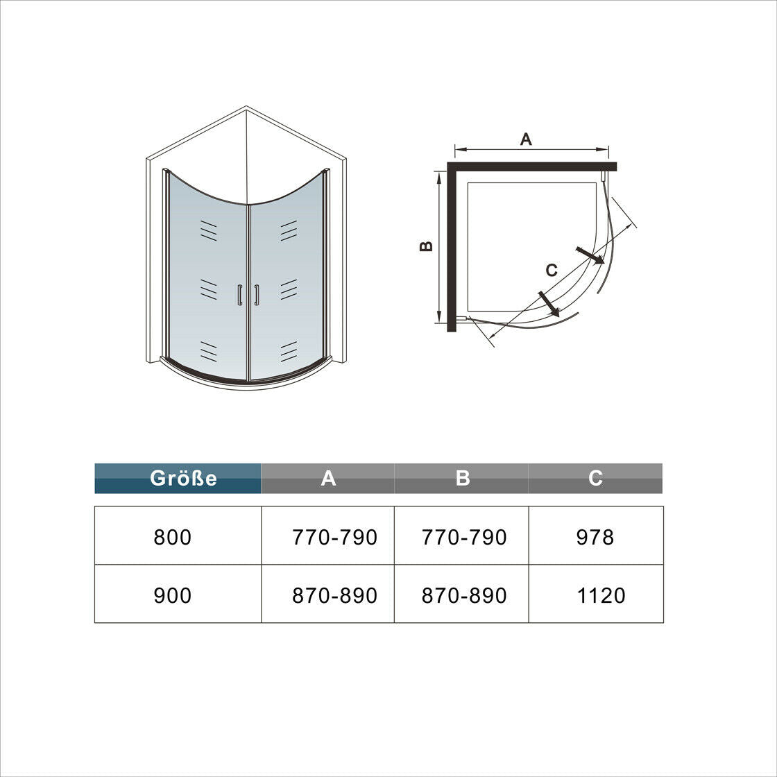 Duschkabine Falttür Drehfalttür Glas