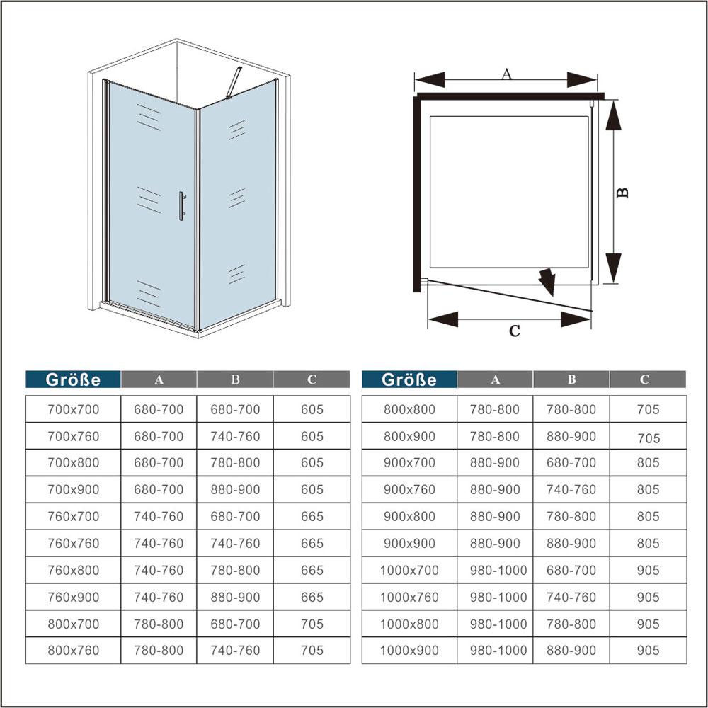 Duschkabine Falttür Drehfalttür Glas