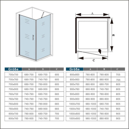 Duschkabine Falttür Drehfalttür Glas
